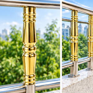 Balustre en métal finition or, insert décoratif pour main courante d'escalier, poteaux tournés pour garde-corps de balcon - Product Image 5