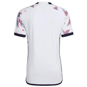Maillot de football personnalisé par sublimation pour homme, blanc, imprimé géométrique, col en V, manches courtes, anti-humidité, coupe classique, vêtement adulte - Product Image 2
