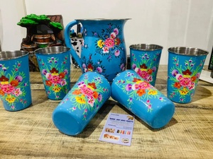 Juego de vajilla esmaltada, utensilios de acero, Kashmiri, esmaltes - Product Image 4