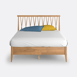 Lit divan au design minimaliste français, cadre en teck, ensemble de meubles de chambre à coucher - Aira - Product Image 2