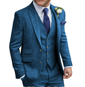 Trajes de Novio Personalizados al por Mayor, Tallas Grandes, Transpirables, Corte Entallado, Conjunto de Blazer Clásico para Negocios, Chaqueta, Pantalones y Chaleco, 55% Lino - Product Image 1