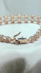 Round Brilliant Cut Diamond Tennis Bracelet in Rose <b>Gold</b> Double Row Pavé Diamond Bracelet Luxury Fine Jewelry Gift for Women - Product Image 2