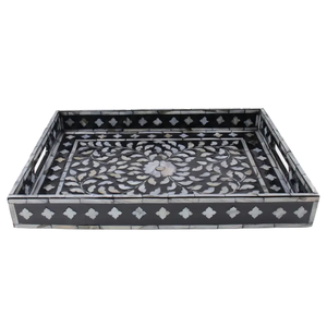 ถาดเสิร์ฟทำมือจากเปลือกหอยมุก ของตกแต่งโต๊ะออตโตมัน โดย blossom craft india - Product Image 2