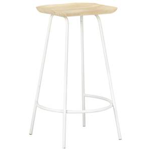 Ensemble de 4 tabourets de bar en bois blanchi et blanc - Product Image 2
