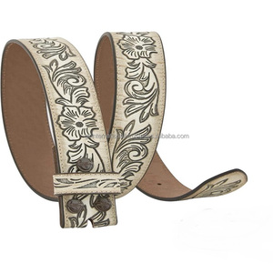 Cinturón de herramientas de cuero occidental de moda para hombres de piel de vaca de capa superior con cinturones de vaquero de cuero tallados a mano florales en relieve - Product Image 6