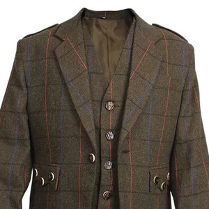 Veste traditionnelle écossaise pour homme en tweed marron à motif Argyle, veste de kilt écossais pour mariage 2026 - Product Image 4