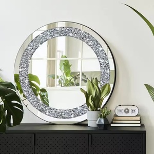 Luxury Silver <b>Crystal</b> Round Handmade Wall <b>Mirror</b> with Sparkling Decorative Frame for Living Room Home Decor From REHMAN CRAFT - Product Image 2