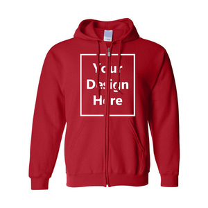 Sudadera con Capucha Roja para Hombre, con Cierre, Color Sólido, Felpa de Algodón, Casual, Otoño, Corte Regular, Diseño con Estampado Frontal, Sudadera con Capucha de Diseño Personalizado - Product Image 1