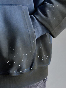 Washed Gradient Rhinestone Hoodie Cotton Fleece Oversized <b>Pullover</b> <b>Men</b> Hoodies Streetwear Fade Effect Hoodies for <b>Men</b> OEM Supply - Product Image 4