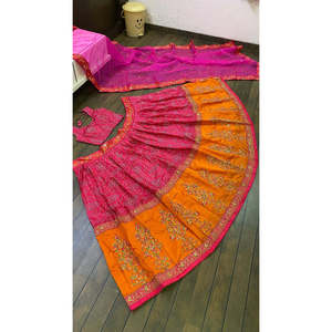 Diseñador Bandhani Look Mujer Lehenga Choli con Dori Thread Sequence Work - Product Image 4