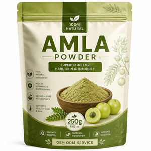 Poudre d'Amla à base de plantes la plus vendue, naturelle, indienne, 250g, Poudre d'Amla Phyllanthus Emblica, Fournisseur en gros, Fabricant OEM, Inde - Product Image 1