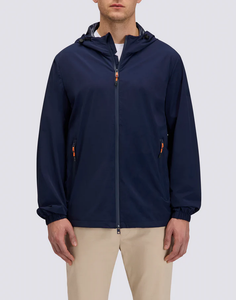 Ventes en gros de vestes coupe-vent pour hommes avec capuche, classiques, entièrement zippées, légères, en nylon et élasthanne, avec logo personnalisé imprimé OEM - Product Image 1