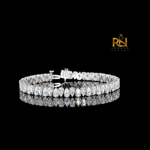 Alternating Pear Shape Lab Grown Diamond Tennis <b>Bracelet</b> Tear Drop Eternity Link <b>Bracelet</b> 9K 14K 18K Solid Gold Fine Jewelry - Product Image 2