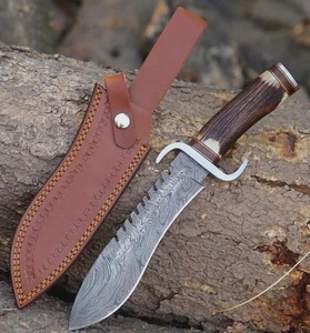 Couteau de chasse et de camping en acier Damas fait main, manche en corne de cerf, lame fixe de 16 pouces, personnalisable, OEM, survie tactique - Product Image 1