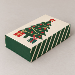<b>Christmas</b> Paper Gift <b>Box</b> Ribbon Handle Mailer Packaging <b>Box</b> Custom Printed Recyclable Paperboard for Gift and Craft - Product Image 2
