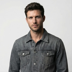 Veste denim bleue respirante de haute qualité pour hommes Streetwear décontracté à la mode avec logo personnalisé à l'avant - Product Image 1