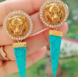 Pendientes colgantes de Latón chapado en oro de lujo CZ acentos estilo de gota geométrica declaración de moda mujeres niñas bodas fiestas - Product Image 2
