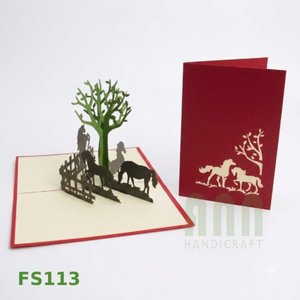 การ์ดมิตรภาพรูปม้าป๊อปอัพระานฝีมือทำตามสั่ง3D กระดาษพิมพ์ลายไดคัท4สีสำหรับของขวัญวันขอบคุณพระเจ้างานตามสั่ง - Product Image 3