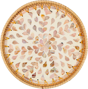 Proveedor Mayorista de Bandejas de Almacenamiento de Ratán y Concha de Nácar, 3 Piezas, Bandeja Organizadora Redonda con Incrustaciones de Concha de Nácar Personalizable, Superventas - Product Image 6