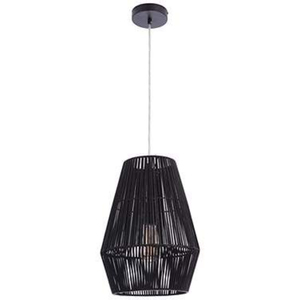Lampe suspendue géométrique en rotin noir de qualité supérieure pour îlot de cuisine, salle à manger, à prix exceptionnel - Product Image 1