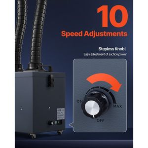 Extracteur de fumée de soudure sans balais 275W à double tuyau, filtres 4 étapes, absorbeur 10 vitesses, collecteur de poussière puissant 380m³/h - Product Image 4