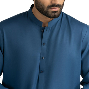 Elegant Blue <b>Men</b> <b>Shalwar</b> <b>Kameez</b> Pakistani Traditional Suit For <b>Men</b> Custom Made Kurta Pajama Set Breathable Cotton Fabric - Product Image 3