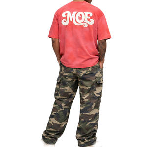 T-shirt col rond streetwear dégradé avec logo arrière audacieux en coton délavé pour hommes – Commandes en gros - Product Image 2