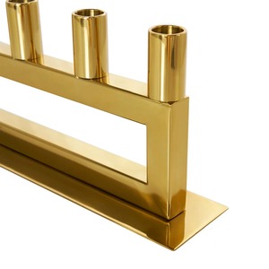 Luxury Polished Gold Stainless Steel Tabletop <b>Candle</b> Stand For Dining Decor Elegant Linear Gold Metal Taper <b>Candle</b> Holder - Product Image 2