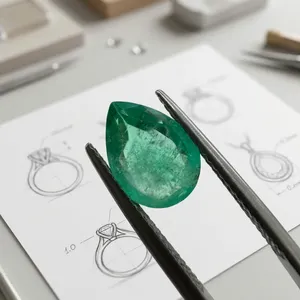 Émeraude Verte Naturelle Colombienne Coupe Poire 1.95CT Pierre Précieuse Libre avec Effet de Couleur pour la Fabrication de Bijoux Zehra Gems Jeweller - Product Image 2