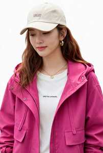 Oneten Apparel <b>Pink</b> Hooded Zip up Jacket Unisex Regular Sleeve Loose Fit Solid Pocket Casual Winter Coat Front Logo Polyester - Product Image 5