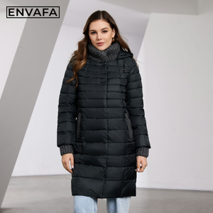 ENVAFA Women's Full Length Duck Down <b>Coat</b> Hooded Long Puffer Jacket Warm <b>Thick</b> Windproof <b>Winter</b> Parka Ladies Outdoor Outerwear - Product Image 1