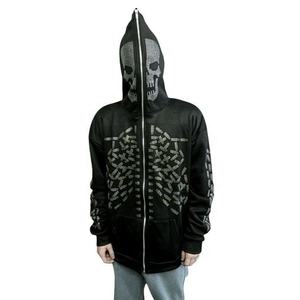 Wholesale Unisex High Quality Custom <b>Hoody</b> Jacket <b>Men</b> Full Face Zipper <b>Hoodie</b> Customized Rhinestone <b>Work</b> - Product Image 2