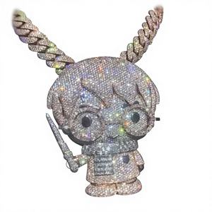 Colgante de dos tonos hecho a medida de plata esterlina de moissanita, colgante de hip hop de moissanita y otras joyas de diamantes - Product Image 1