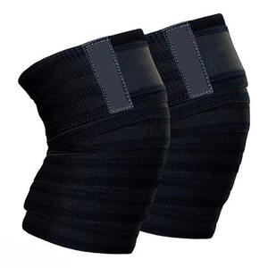 Bandes de soutien élastiques noires pour les genoux, pour la musculation, le powerlifting, la musculation, l'entraînement physique, compression robuste - Product Image 1