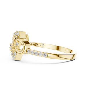 Élégante bague en or jaune avec motif chevron serti de diamants |   Bague géométrique moderne pavée pour femme, cadeau de bijoux - Product Image 5