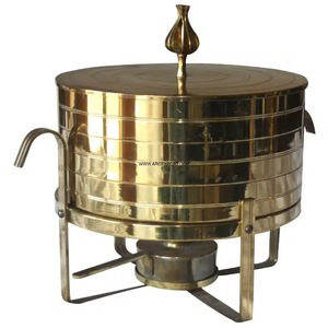 Luxury Gold Stainless Steel <b>Soup</b> Chafing Dish with Canopy Lid Buffet Food Warmer Catering Hotel Banquet Serving Station - Product Image 6