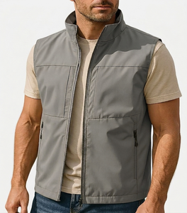 Gilet coupe-vent décontracté pour homme, sans manches, avec fermeture éclair, taille standard, couleur unie, pour l'extérieur, chauffe-corps pour homme, vente en gros OEM - Product Image 3