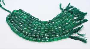 Perles de pierres précieuses en onyx vert naturel facetté, forme chiclet, 7,5-8 mm, perles rectangulaires facettées en onyx vert pour la création de bijoux - Product Image 2