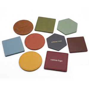Waterproof Leather <b>Coasters</b> with Custom Logo and Holder PU Leather <b>Drink</b> Mat <b>for</b> Wedding Party Gifts Table Decoration - Product Image 1