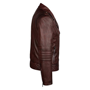 Veste en cuir PU marron foncé pour homme, coupe ajustée, col rabattu, fermeture éclair, manches classiques, style automne - Product Image 5