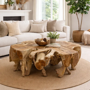 Organic Teak Root Base <b>Coffee</b> <b>Table</b> Handmade Eco-Friendly <b>Rustic</b> Modern Design Living Room Furniture Unique Driftwood Stump - Product Image 5