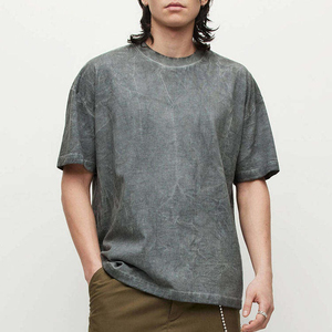 T-shirt en coton épais pour homme, haute qualité, logo personnalisé, design vierge, coupe oversize, épaules tombantes, col rond côtelé - Product Image 6