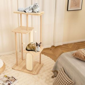 Moderna Torre per Gatti Multilivello in Legno con Tiragraffi e Palo, Alberi e Tiragraffi per Gatti - Product Image 3