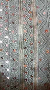 Embroidered Lace <b>Fabric</b> With Pearl Flowers Sheer <b>Polyester</b> Wedding Apparel Women's Craft Material - Product Image 3