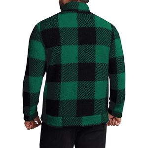 2025 hommes hiver chaud polaire sweat Buffalo Plaid pull avec quart de fermeture éclair et broderie 3D floue Sherpa Style - Product Image 2