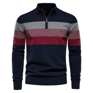 Pull col roulé décontracté pour homme, manches longues, demi-zip, tricot d'hiver, vente en gros - Product Image 1