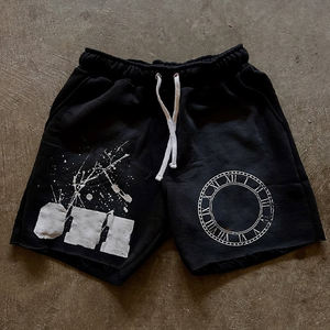 กางเกงขาสั้นผู้ชายวินเทจสำหรับฤดูร้อนผลิตจากผ้าฝ้าย100% ซักกรดและแสงแดดใส่โลโก้ได้ตามต้องการ - Product Image 1