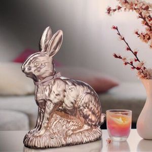 Cast aluminium <b>rabbit</b> sculpture charming sitting bunny metallic wildlife statue decorative centerpiece for modern interiors - Product Image 5