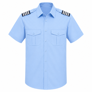 Polo d'uniforme d'agent de sécurité unisexe à manches courtes imprimé pour l'été, avec bandes d'épaule anti-détecteur et poches poitrine - Product Image 1