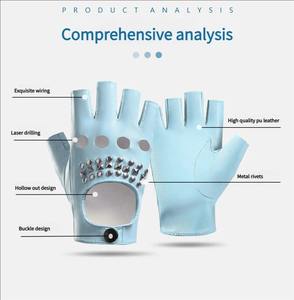 Gants de yoga et de fitness mi-doigts pour hommes et femmes, respirants, confortables, anti-callosités, antidérapants, avec fermeture à cordon, en cuir et maille - Product Image 3